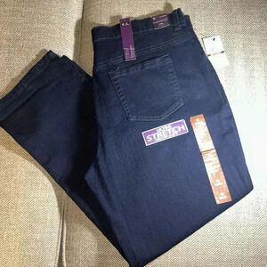 NWT THE ORIGINAL AMANDA JEAN 18 SHORT WOMEN DARK CLASSIC FIT TAPER LEG MIDRISE